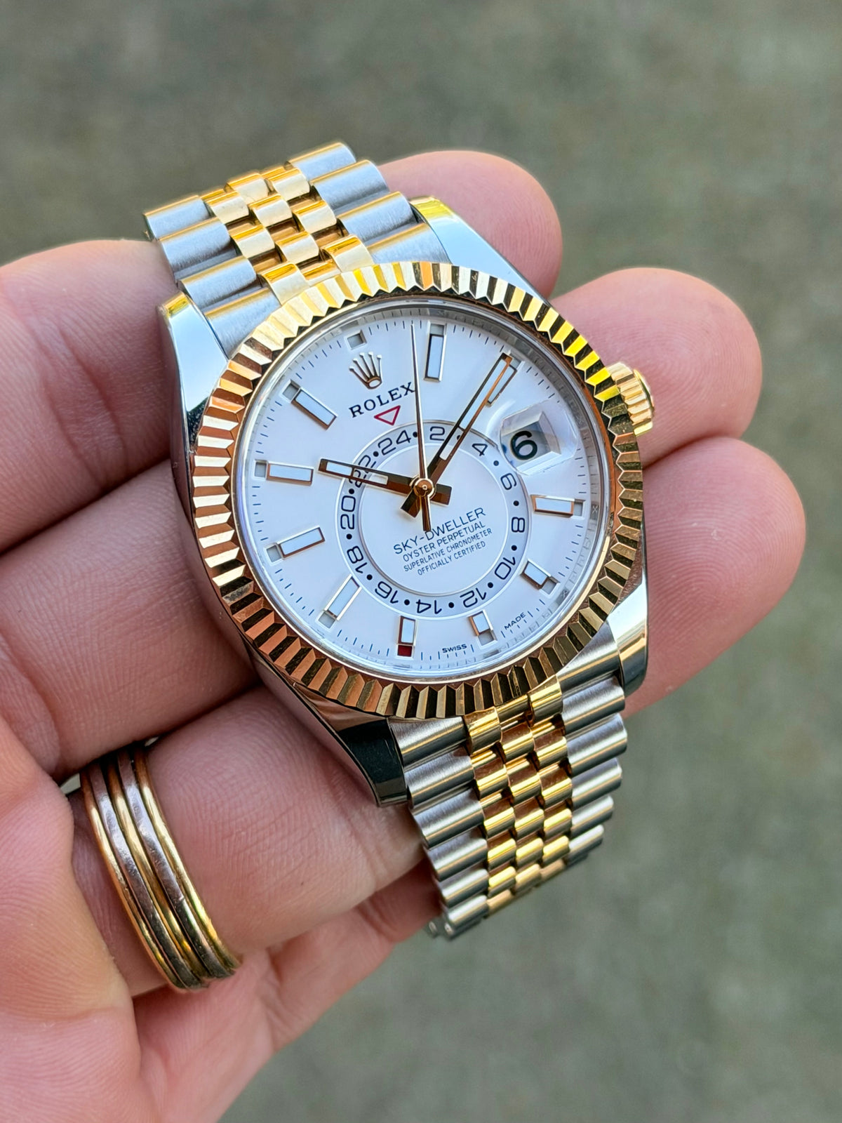 2022 Rolex Sky-Dweller | Two-Tone | White Dial | Jubilee | Full Set | Protective Stickers
