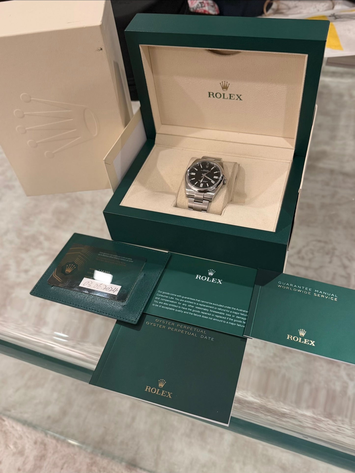 Rolex Oyster Perpetual Black Dial 41mm | 2024 | Full Set 124300