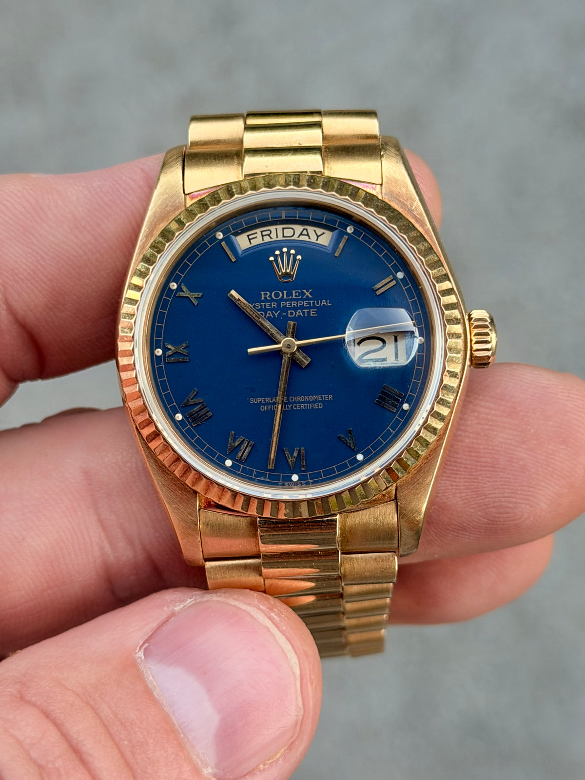 1983 Rolex Day-Date 36 | 18038 | Matte Blue Roman Dial