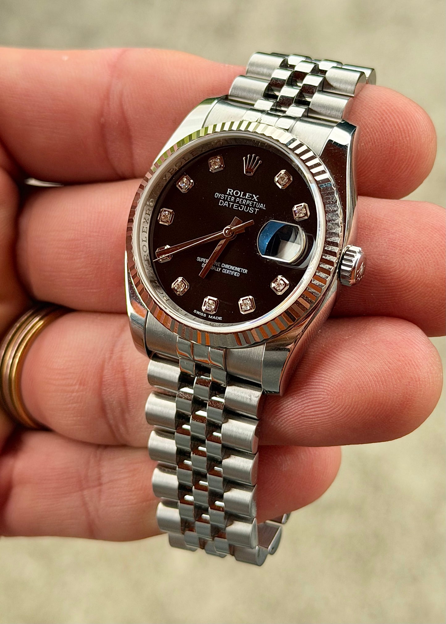 2012 Rolex Datejust 36 | 116234 | Factory diamond + Hidden Clasp | Full Set