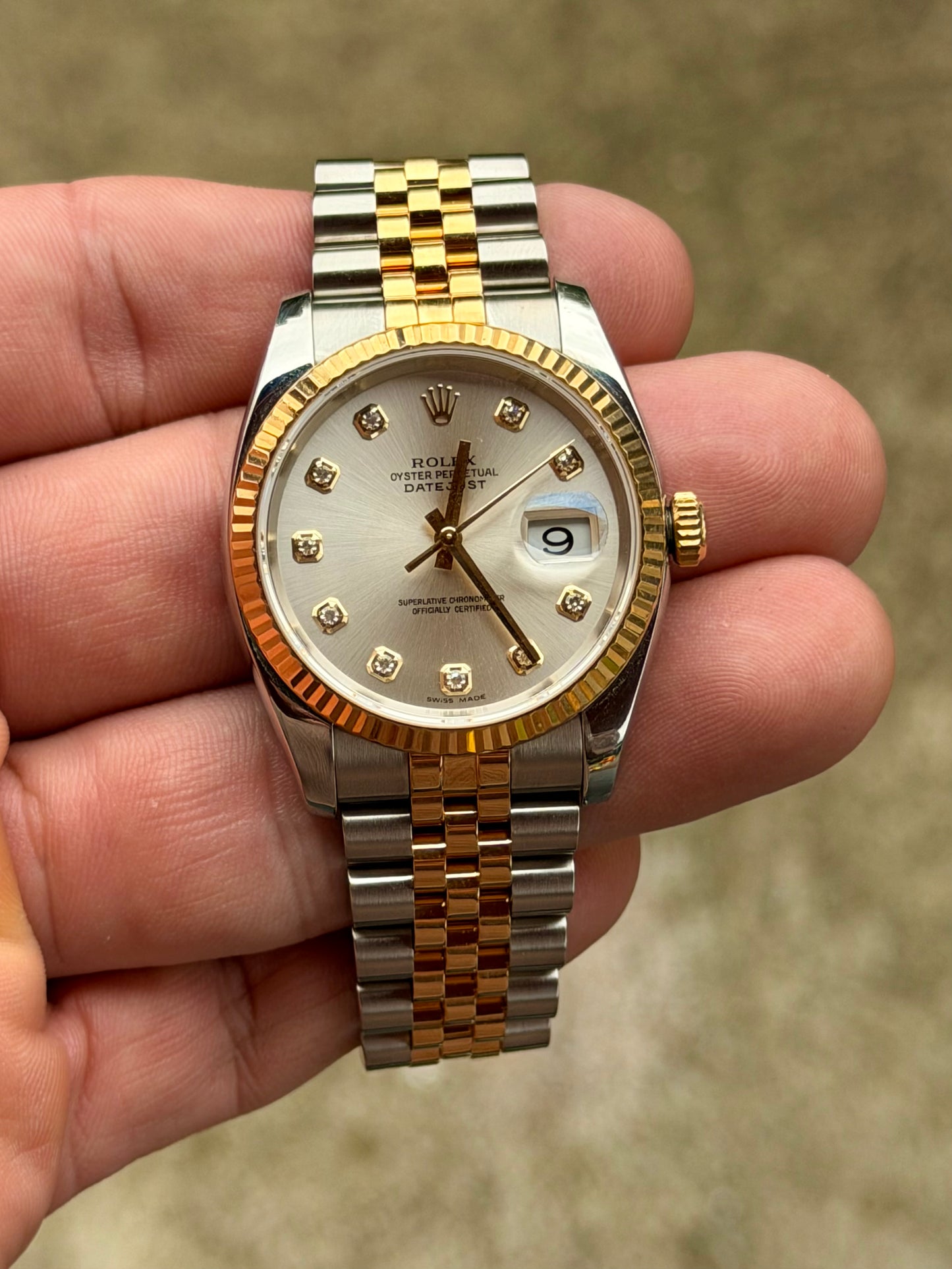 Rolex Datejust 36 | 116233 | Silver Diamond | Super Jubilee | Full Set