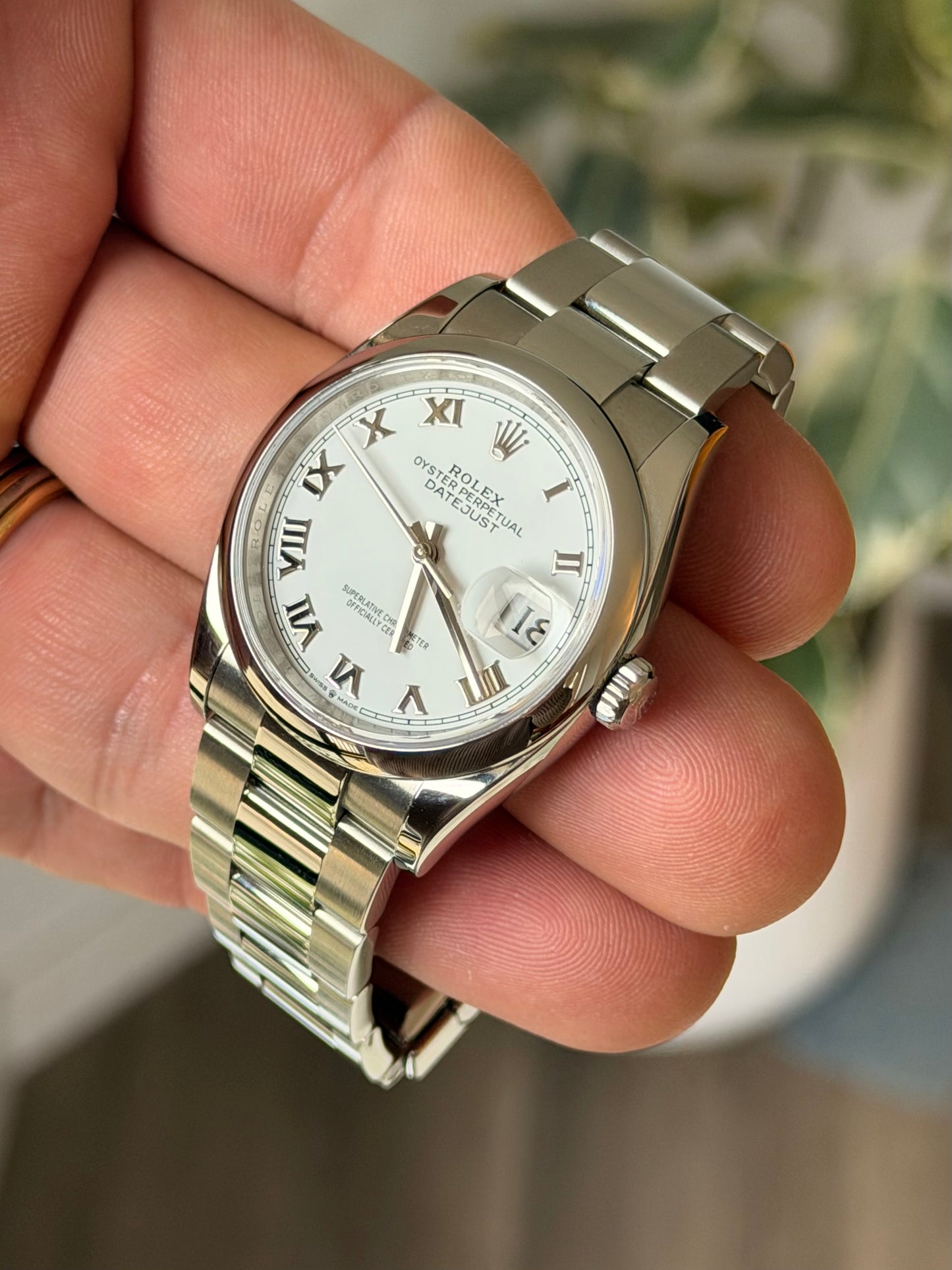 2024 Rolex Datejust 36 | White Roman Dial | Smooth Bezel | Oyster Bracelet