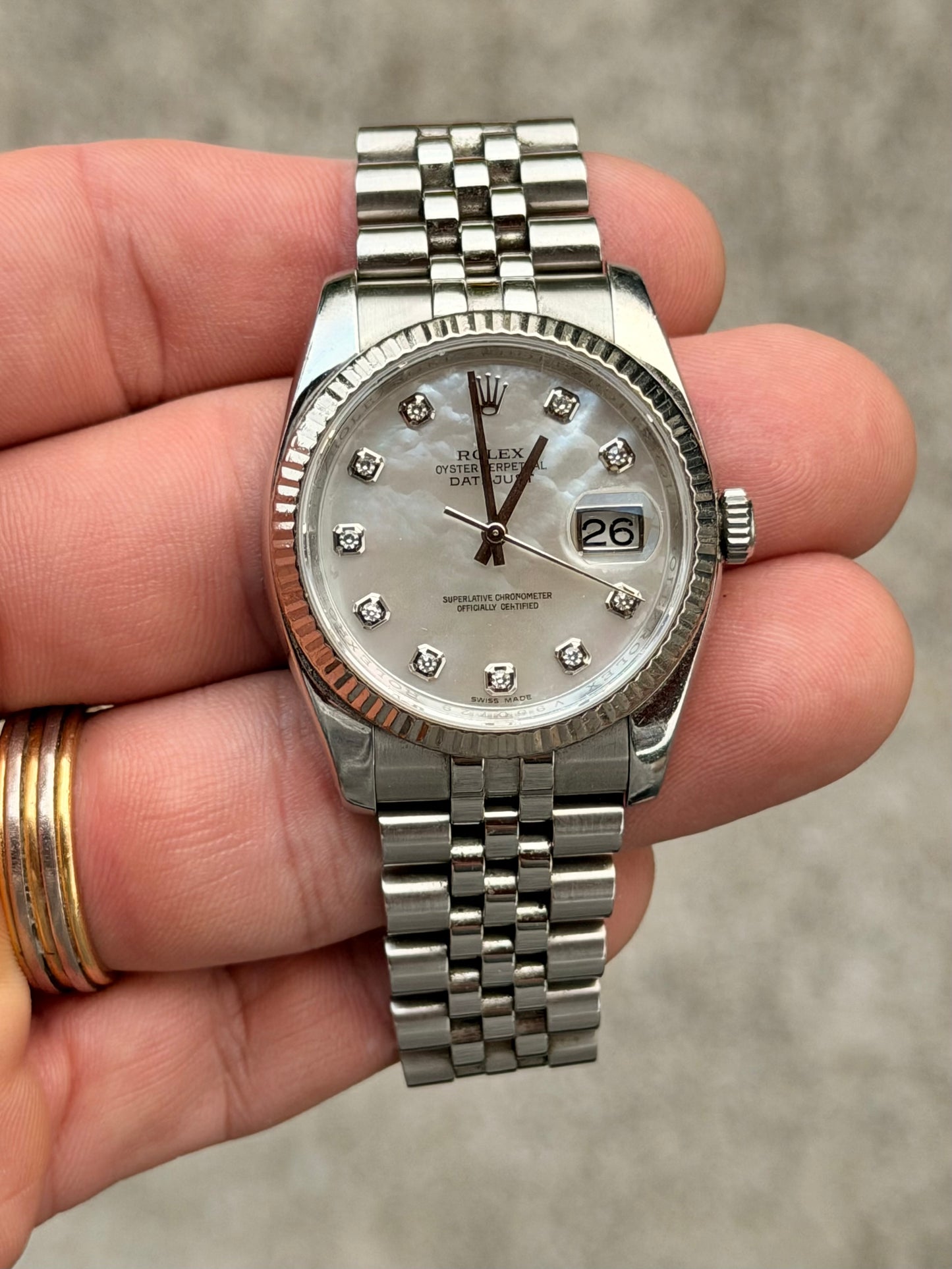 2010 Rolex Datejust 36 Factory Diamond MOP 116234