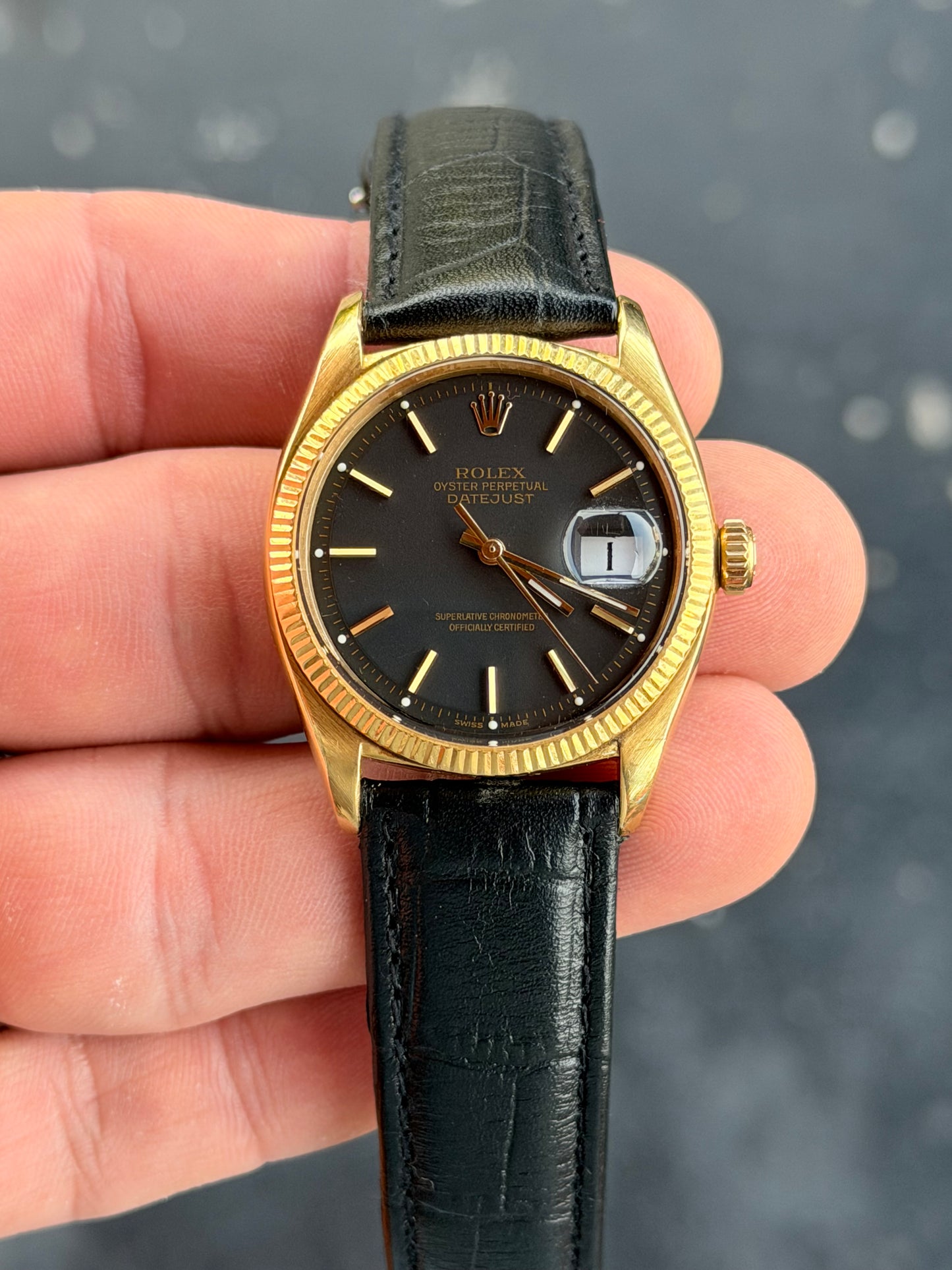 1963 Rolex Datejust 1601 18k Yellow Gold