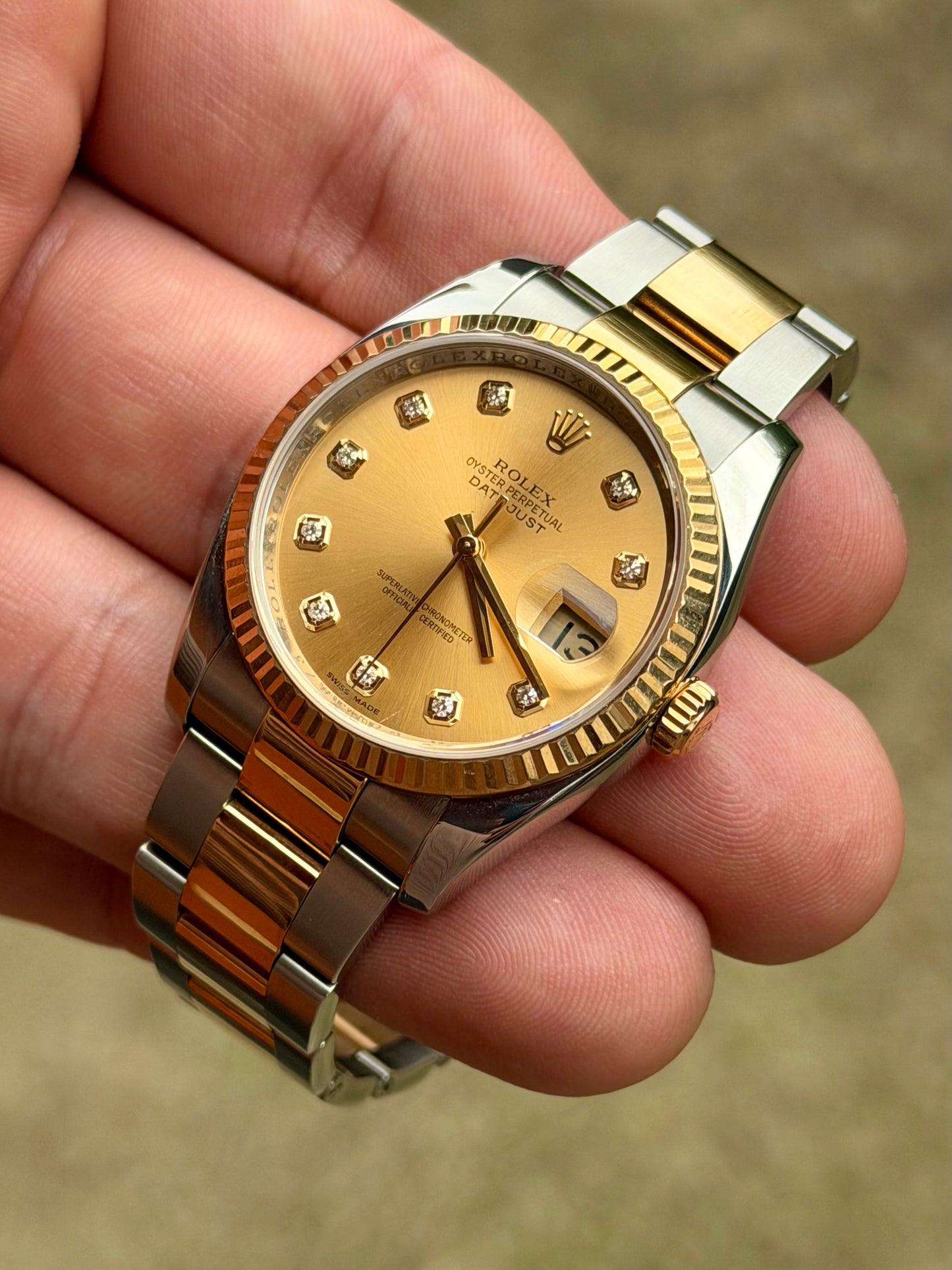 Rolex Datejust 36 | 116233 | Champagne Diamond | Oyster Bracelet