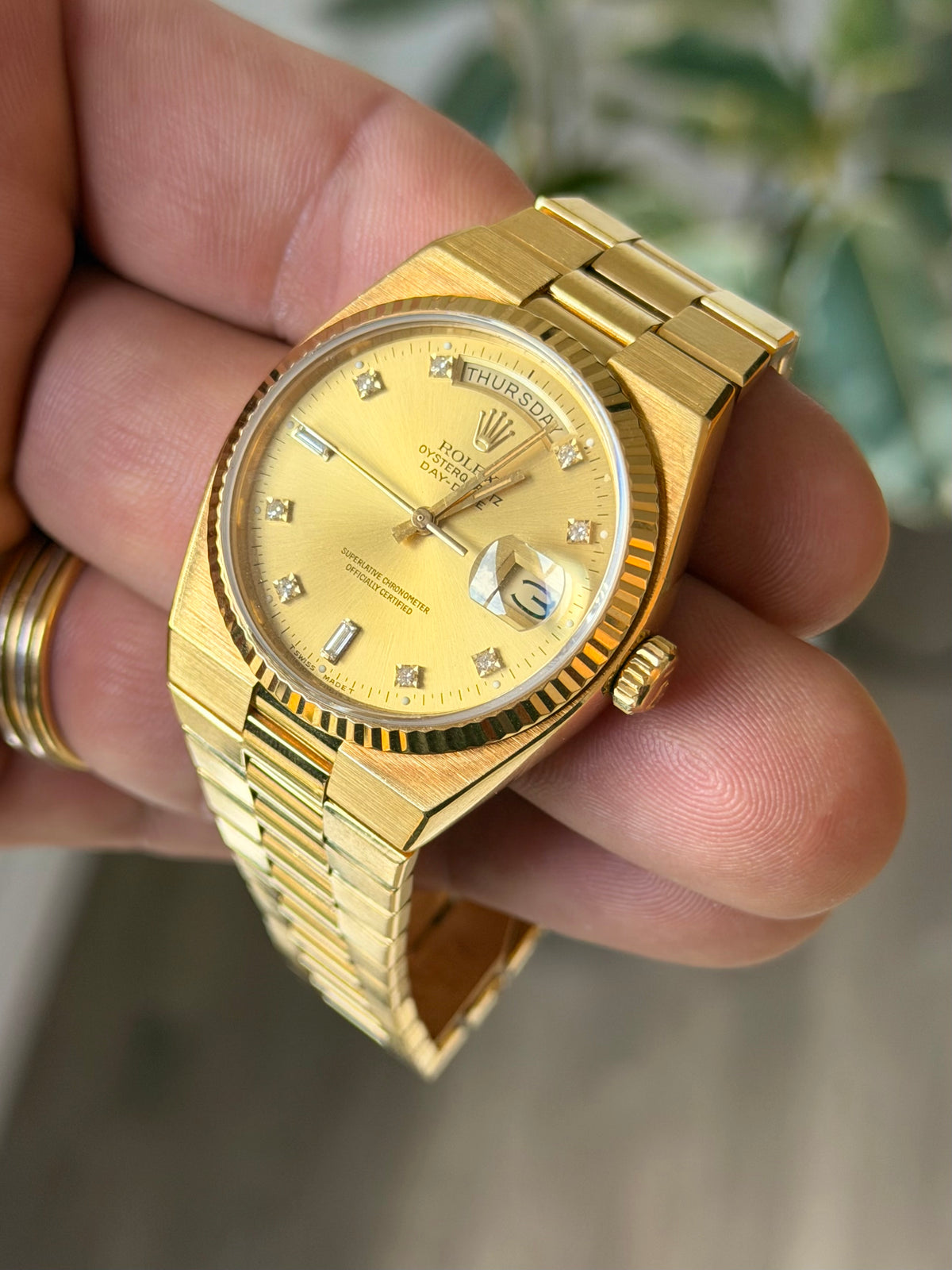 1976 Rolex Day-Date Oysterquartz 19018 | 18K Yellow Gold | Champagne Diamond Dial