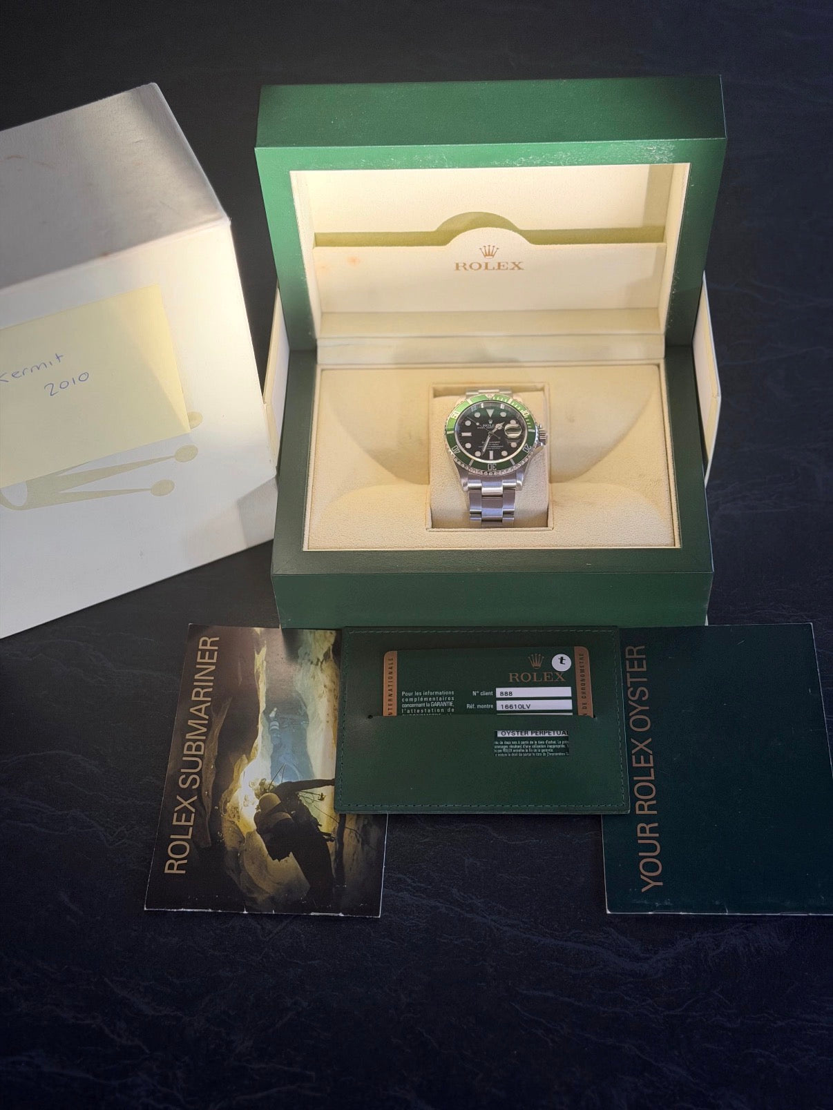 2010 Rolex Submariner 16610LV “Kermit” Full Set