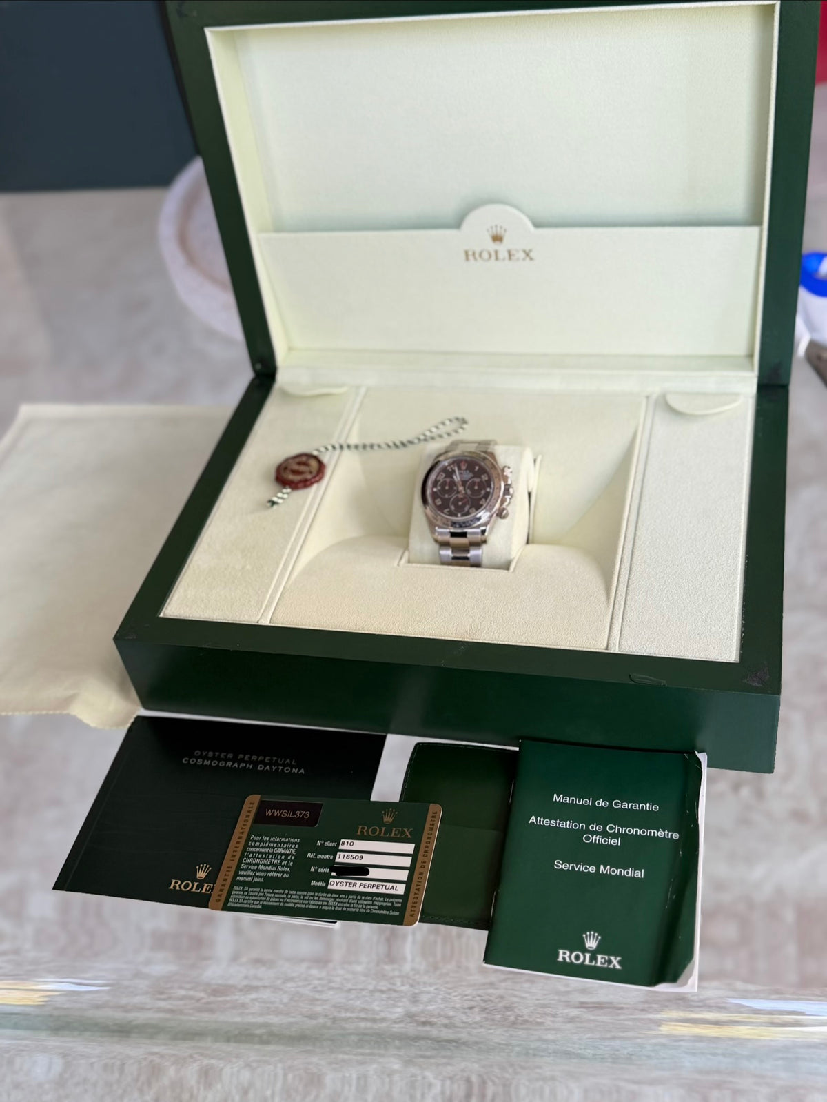 2009 Rolex Daytona | 116509 | White Gold | Black Racing Dial | Full Set