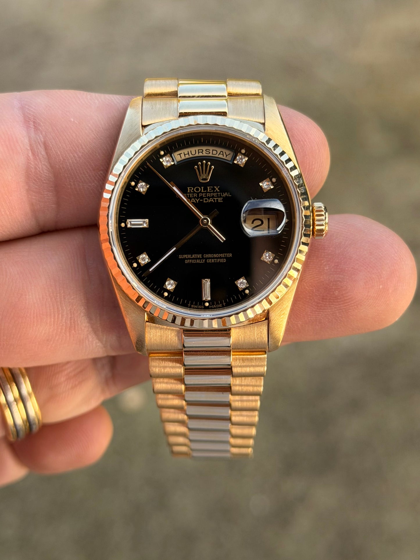 1996 Rolex Day-Date 36 | 18238 | Black Diamond Dial | Double Quickset