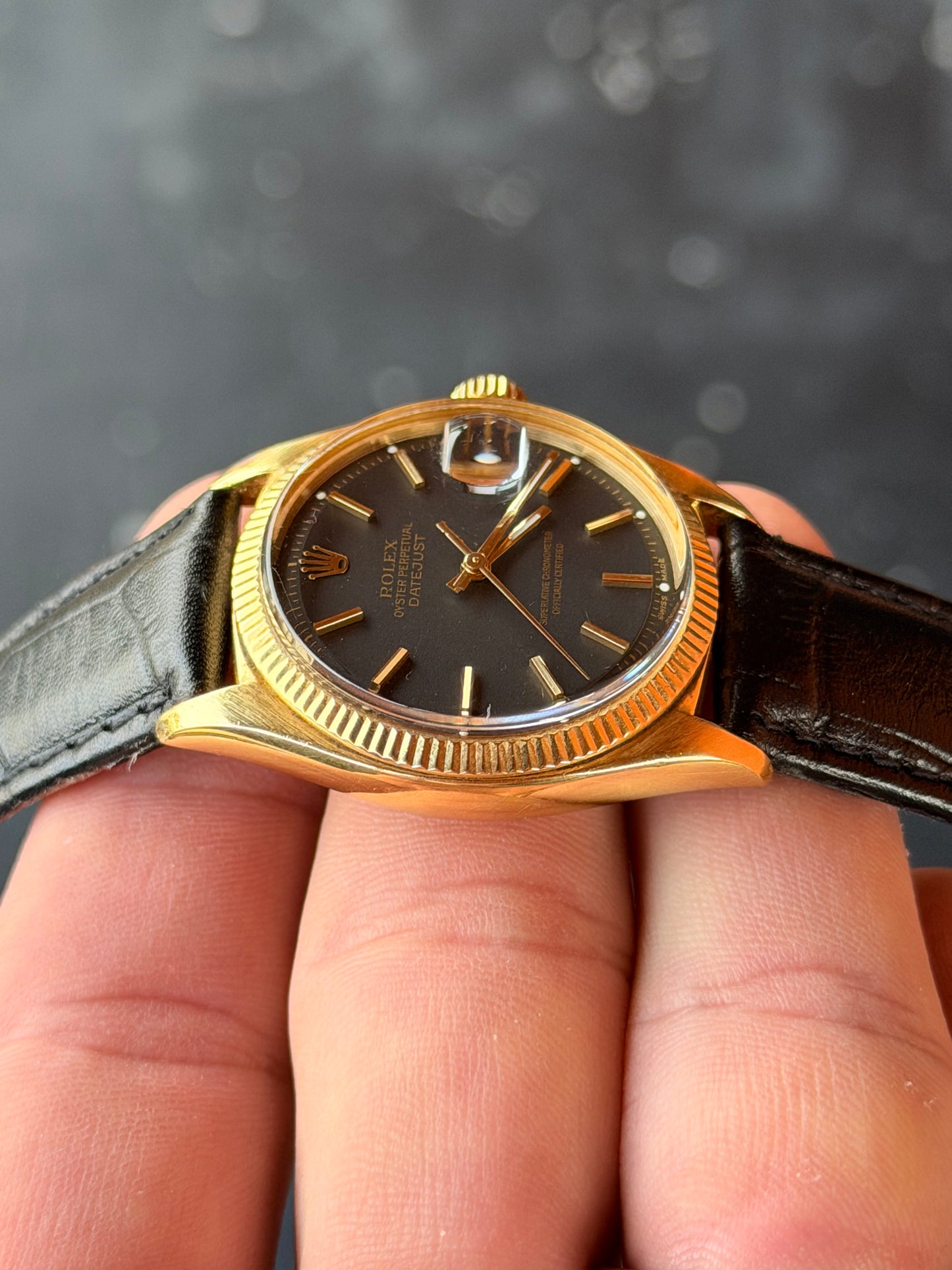 1963 Rolex Datejust 1601 18k Yellow Gold