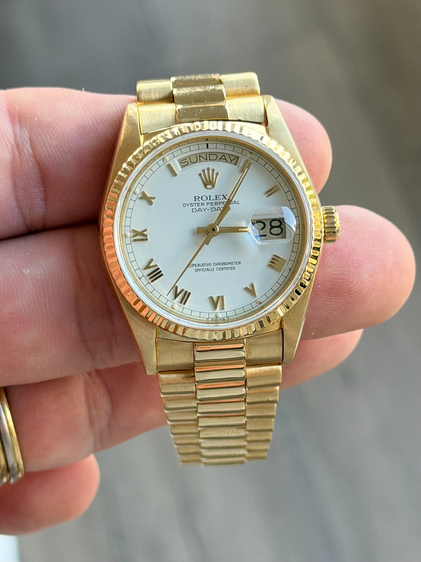 1987 Rolex Day-Date 36 | 18038 | White Roman Dial | Full Set