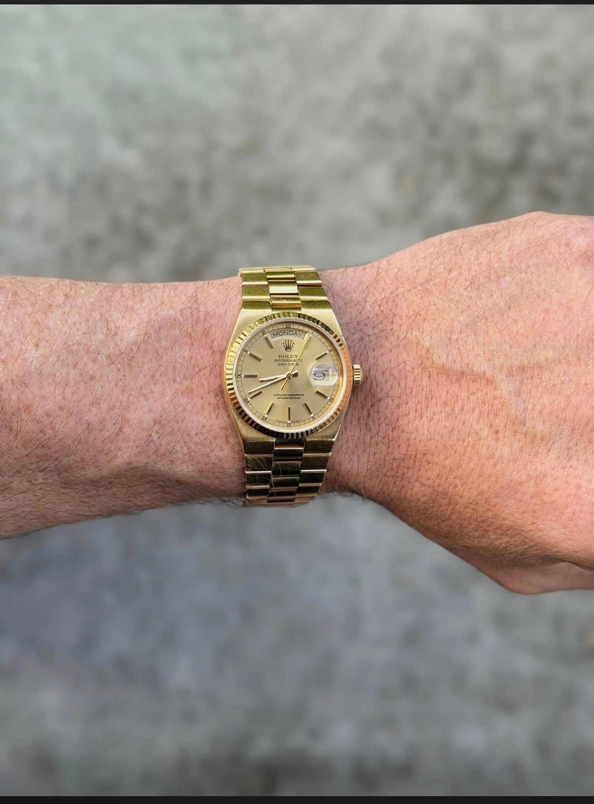 1986 Rolex OysterQuartz Day-Date – 18k Yellow Gold