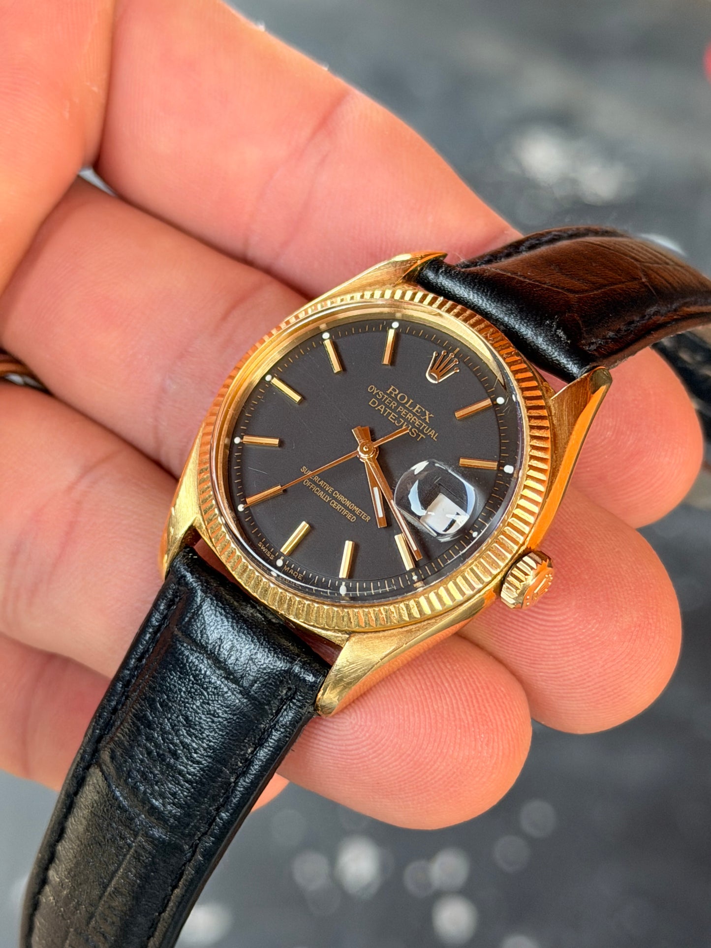 1963 Rolex Datejust 1601 18k Yellow Gold