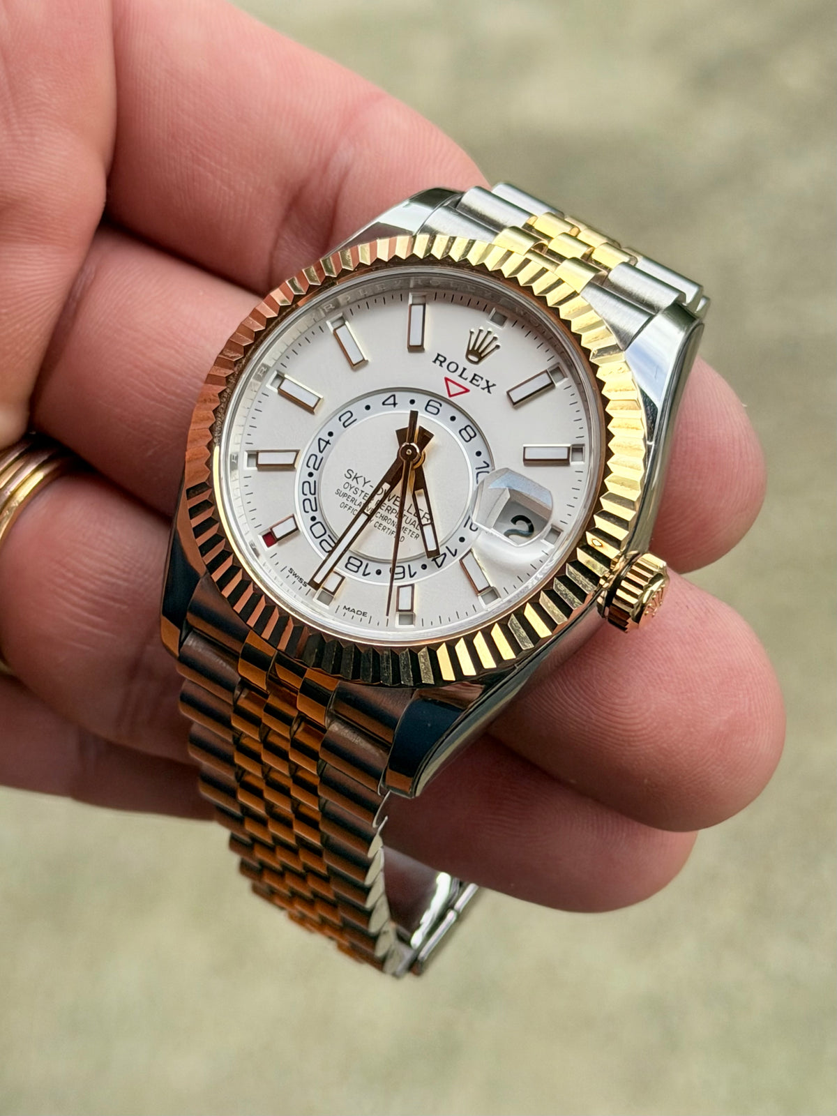 2022 Rolex Sky-Dweller | Two-Tone | White Dial | Jubilee | Full Set | Protective Stickers
