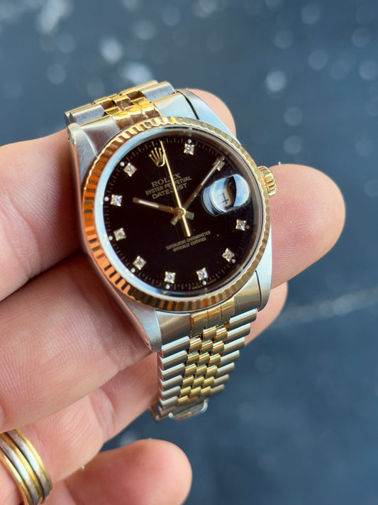 1989 Rolex Datejust 36 | 16233 | Black Diamond Dial | L Serial with box
