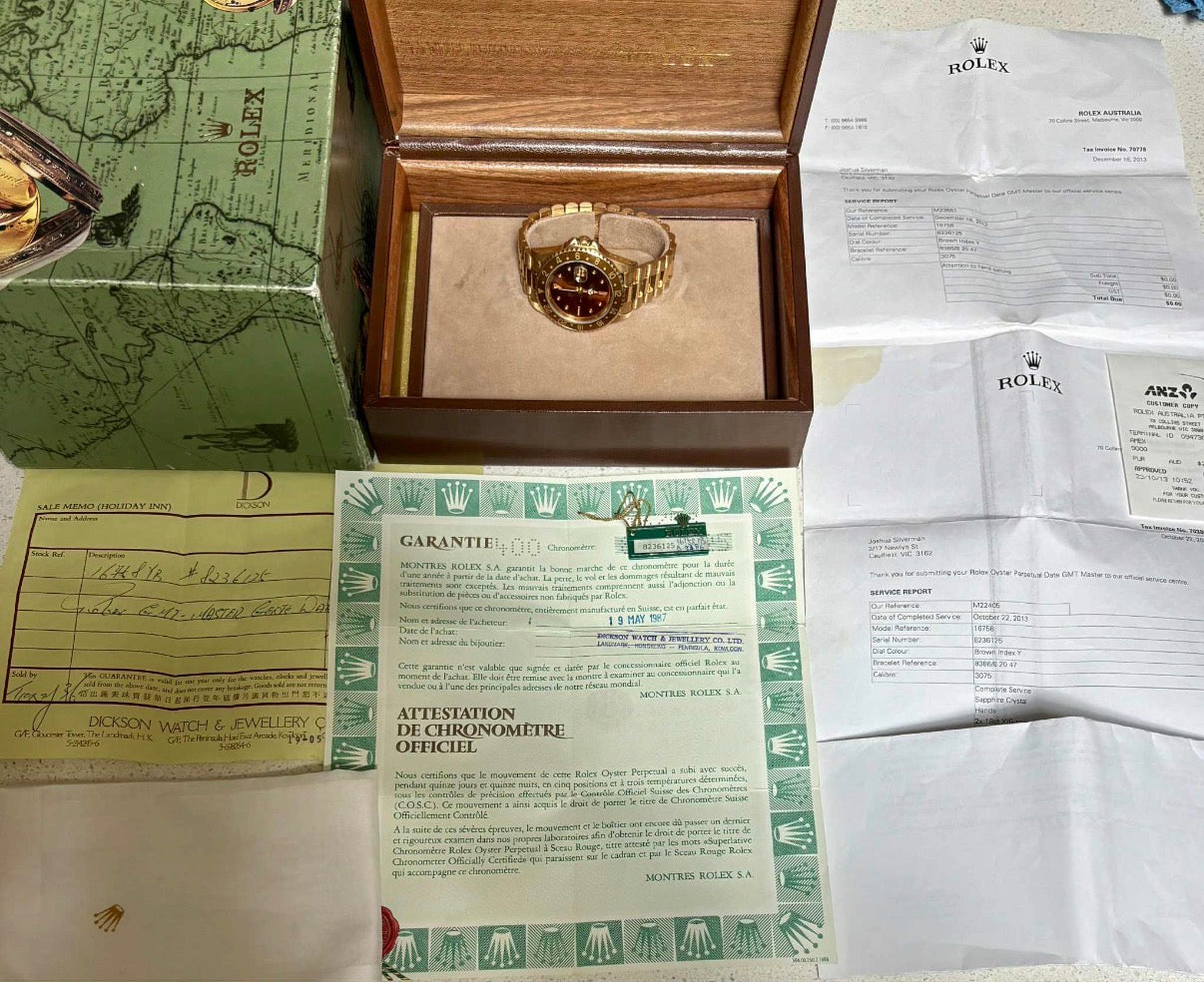 1987 Rolex GMT Master 16758 Rootbeer - Full set - Tropical “Brûlée” dial