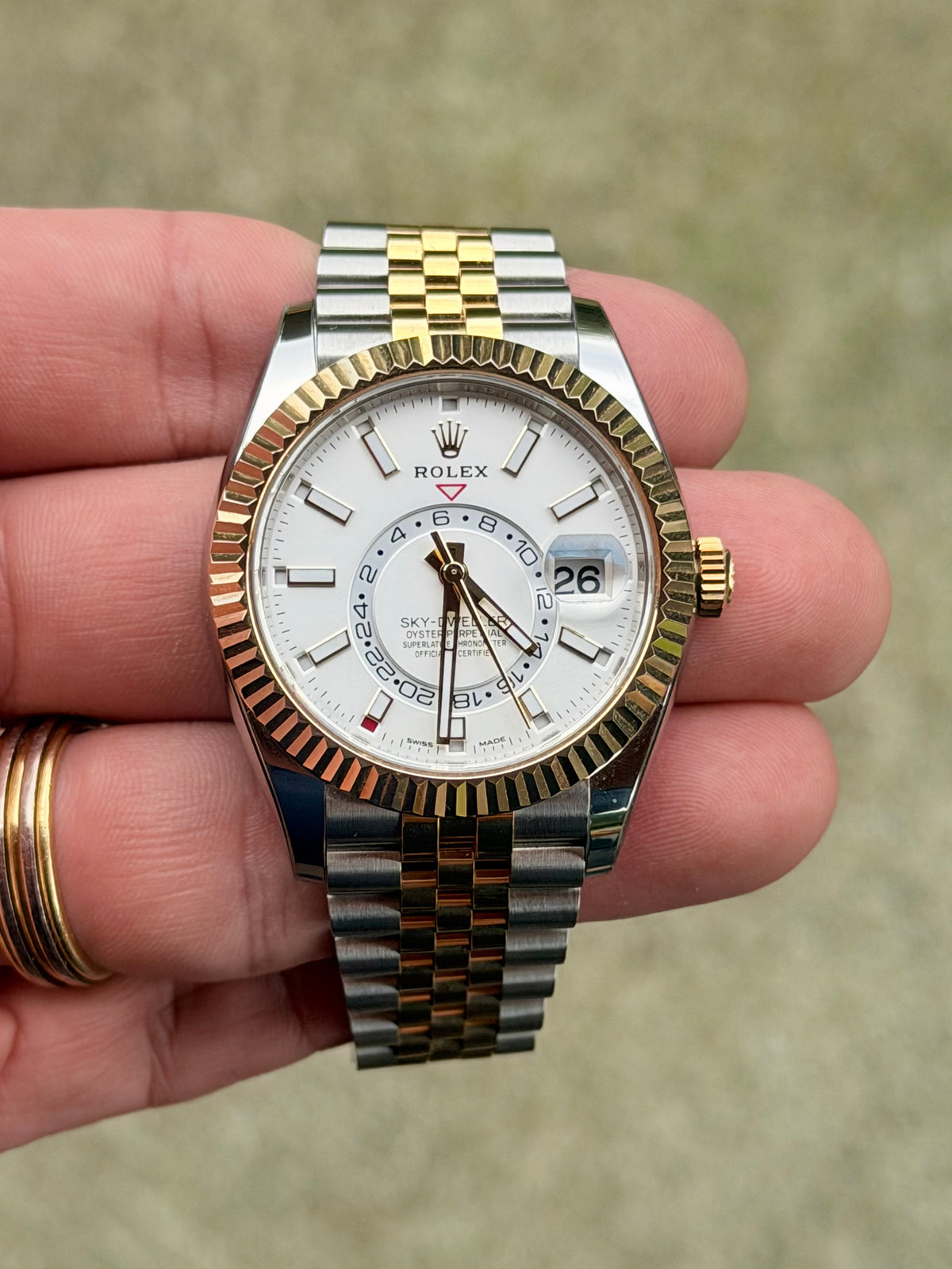 2022 Rolex Sky-Dweller | Two-Tone | White Dial | Jubilee | Full Set | Protective Stickers