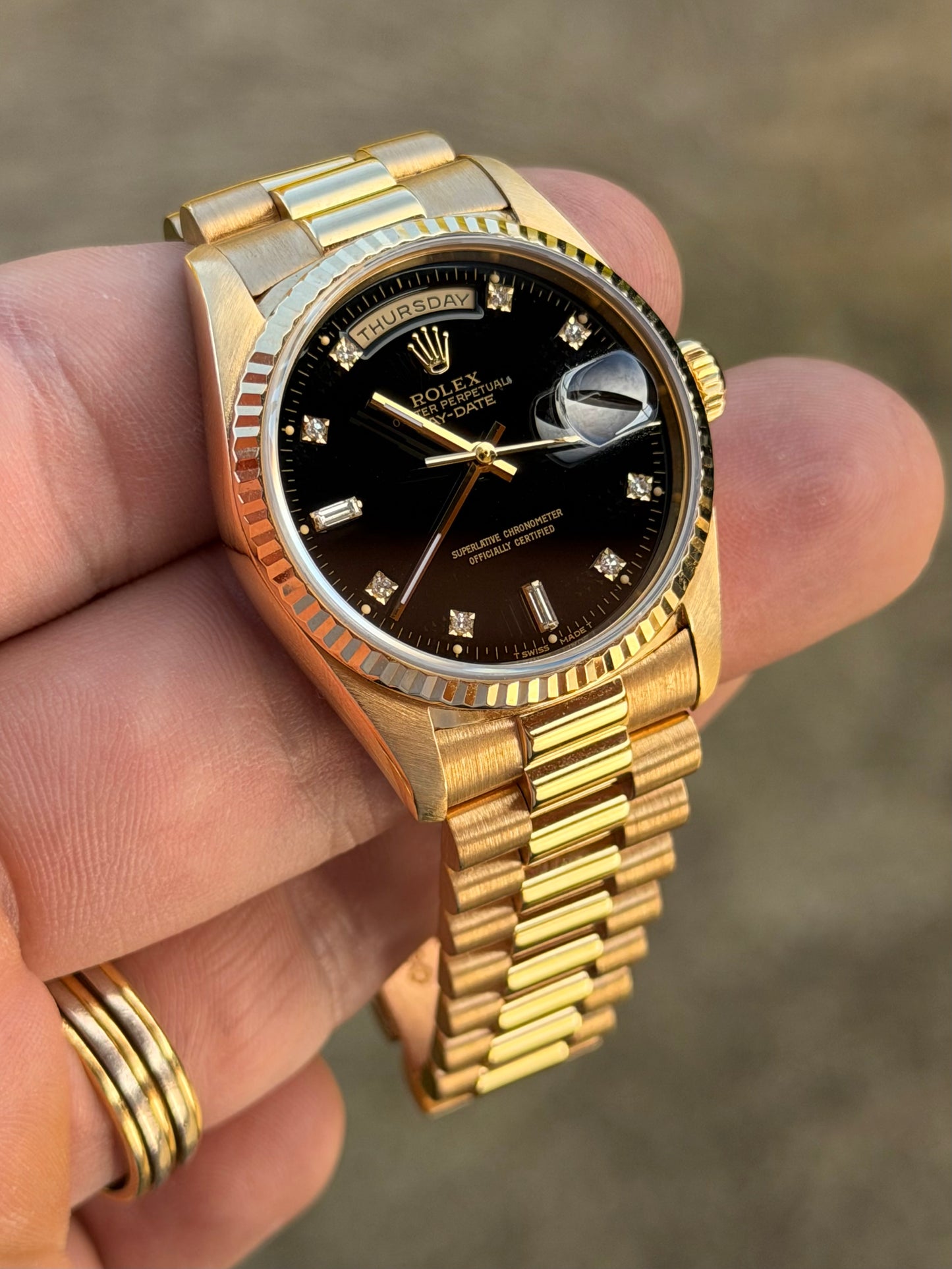 1996 Rolex Day-Date 36 | 18238 | Black Diamond Dial | Double Quickset