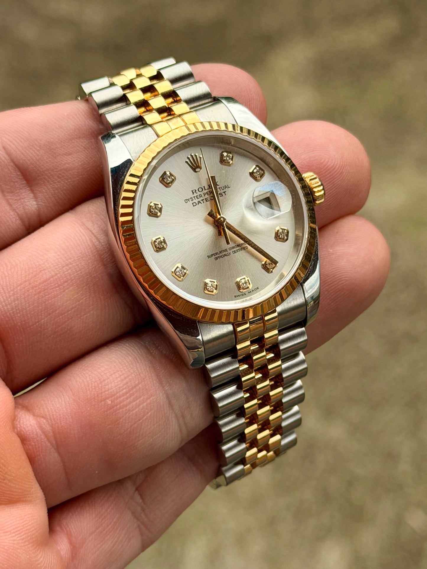 Rolex Datejust 36 | 116233 | Silver Diamond | Super Jubilee | Full Set