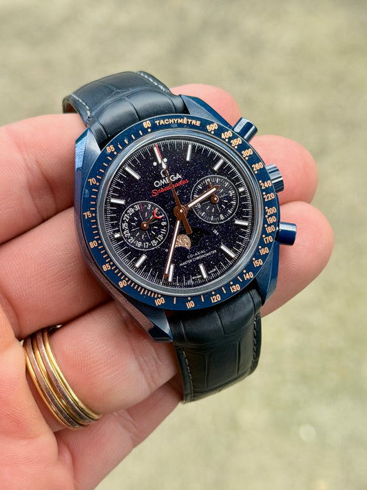 2025 Omega Speedmaster Blue Side of the Moon | Moonphase | Like New