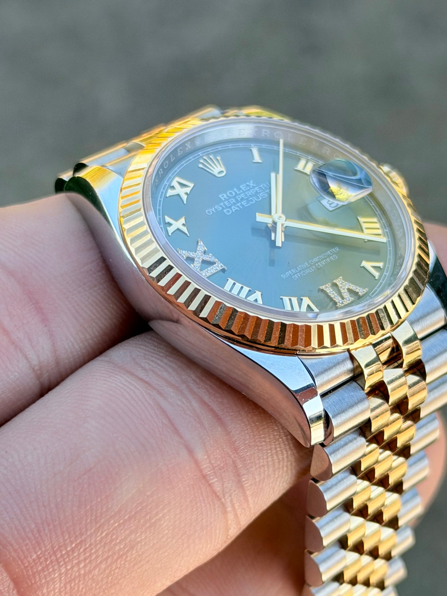 Rolex Datejust 36 | 126233 | Olive Roman Diamond Dial