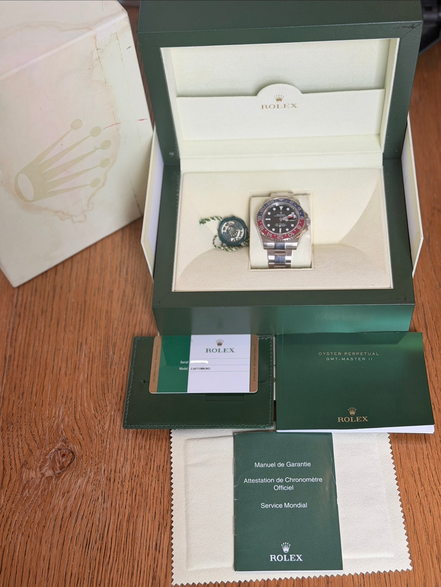 Rolex GMT-Master II 18k White GOLD 116719BLRO - Full Set